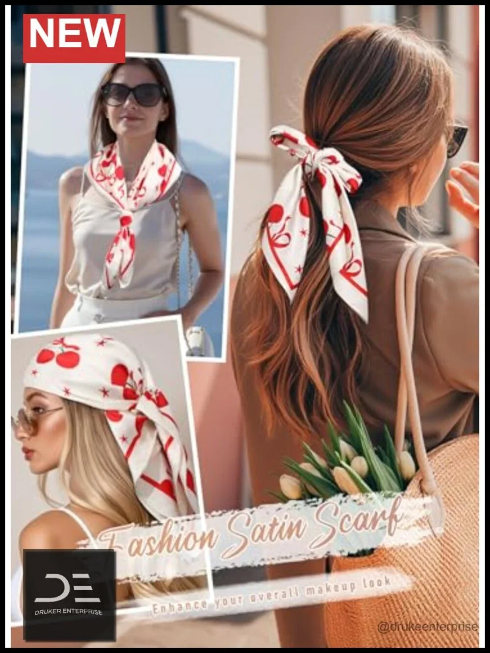 Satin Head Scarf for Women - Silk Feeling Bandana, Lightweight Neck Tie,